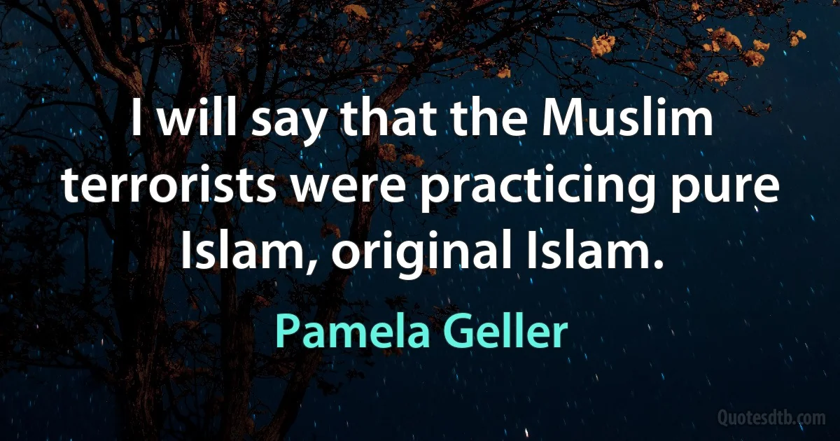 I will say that the Muslim terrorists were practicing pure Islam, original Islam. (Pamela Geller)