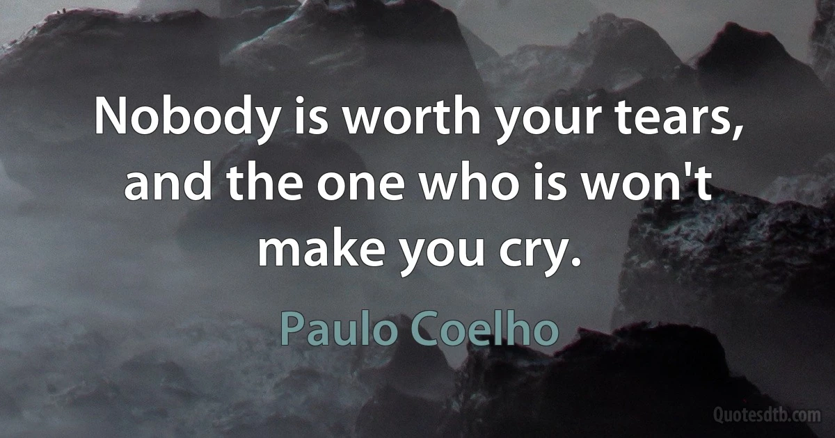 Nobody is worth your tears, and the one who is won't make you cry. (Paulo Coelho)