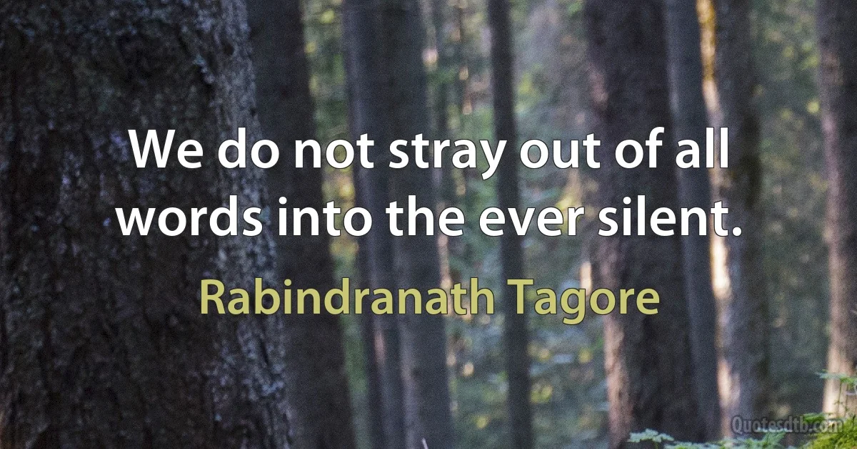 We do not stray out of all words into the ever silent. (Rabindranath Tagore)