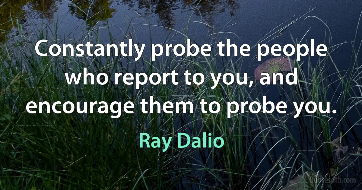 Constantly probe the people who report to you, and encourage them to probe you. (Ray Dalio)