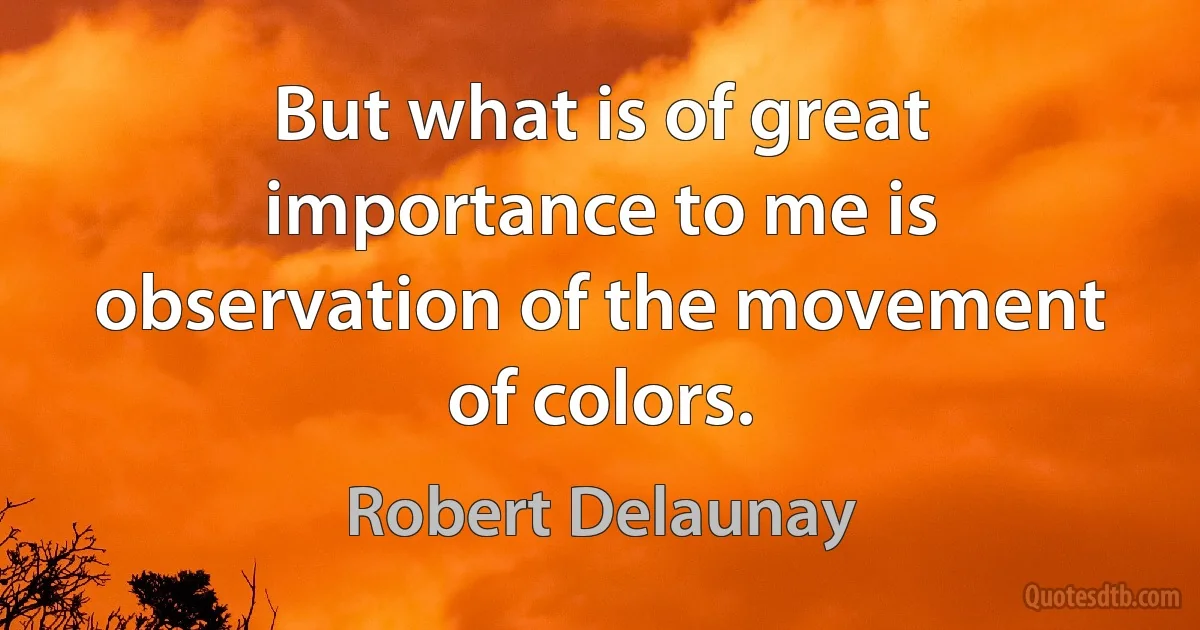 But what is of great importance to me is observation of the movement of colors. (Robert Delaunay)