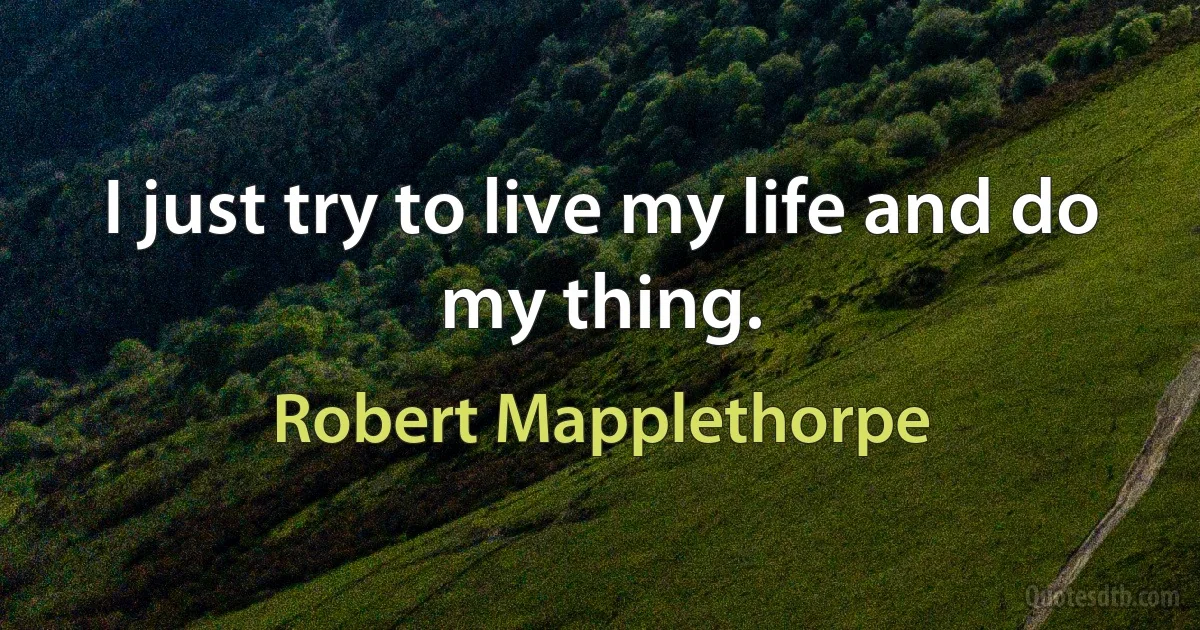 I just try to live my life and do my thing. (Robert Mapplethorpe)