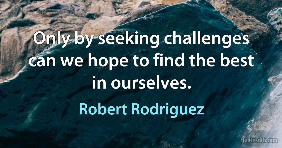 Only by seeking challenges can we hope to find the best in ourselves. (Robert Rodriguez)