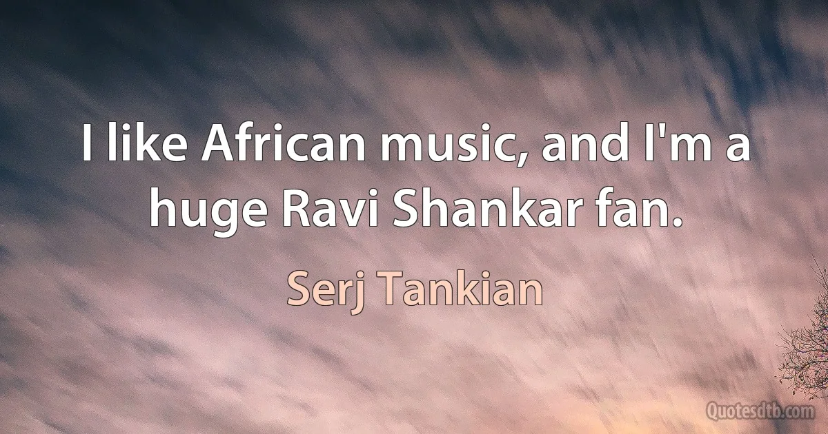 I like African music, and I'm a huge Ravi Shankar fan. (Serj Tankian)