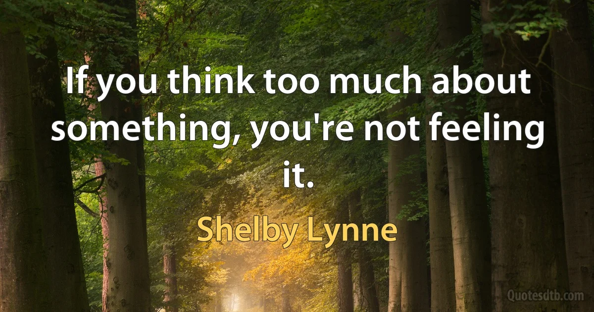 If you think too much about something, you're not feeling it. (Shelby Lynne)