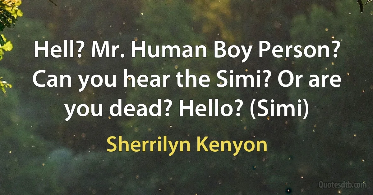 Hell? Mr. Human Boy Person? Can you hear the Simi? Or are you dead? Hello? (Simi) (Sherrilyn Kenyon)