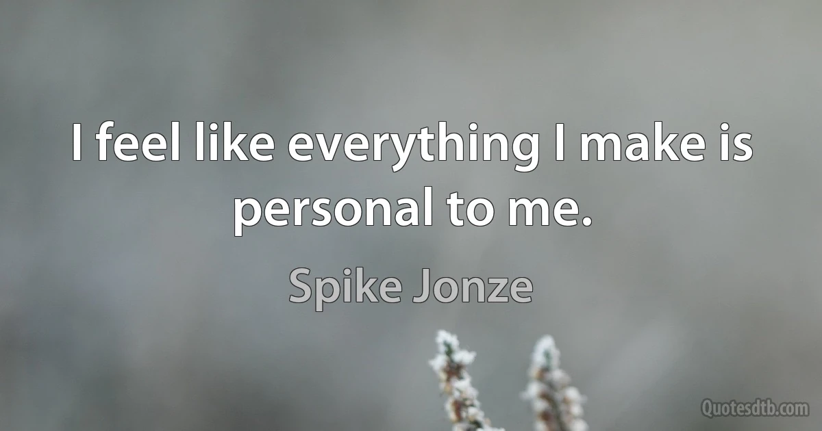 I feel like everything I make is personal to me. (Spike Jonze)