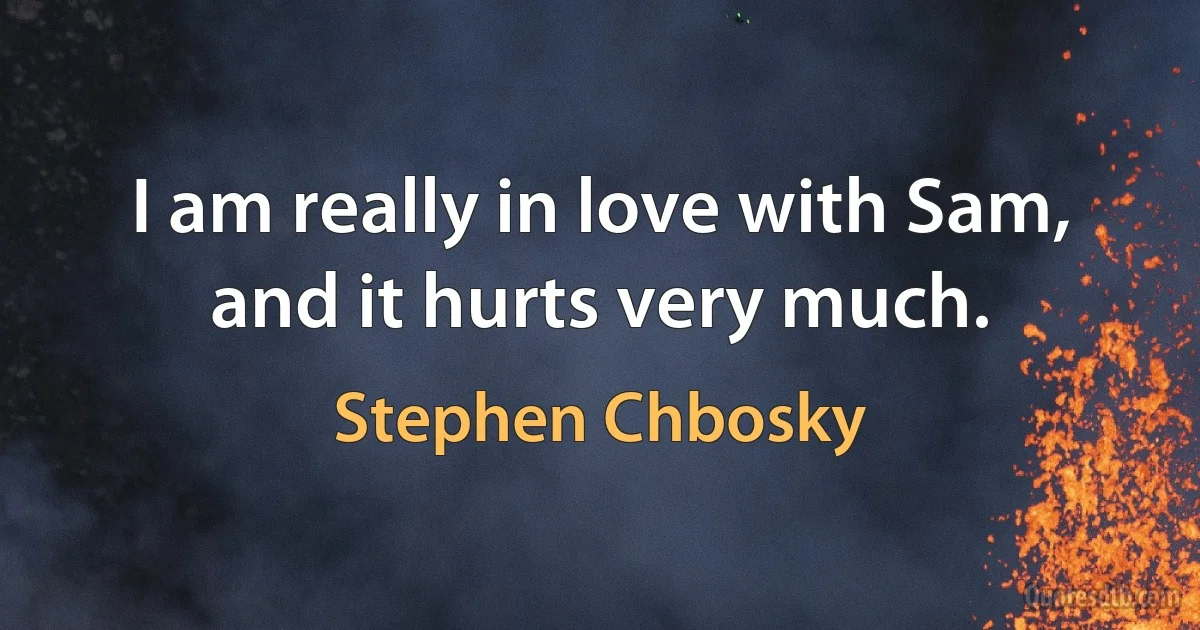 I am really in love with Sam, and it hurts very much. (Stephen Chbosky)