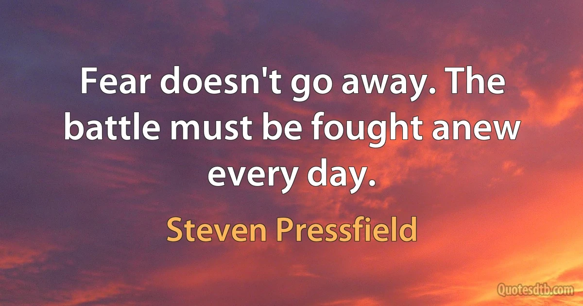 Fear doesn't go away. The battle must be fought anew every day. (Steven Pressfield)