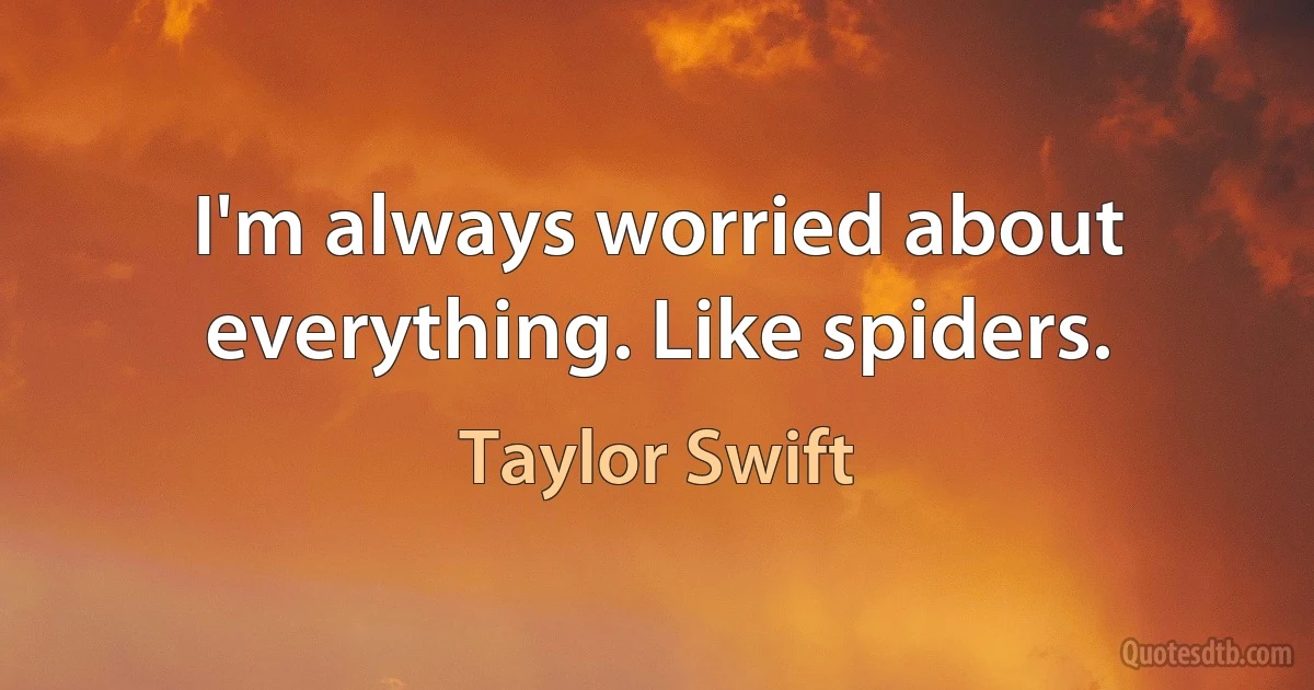 I'm always worried about everything. Like spiders. (Taylor Swift)