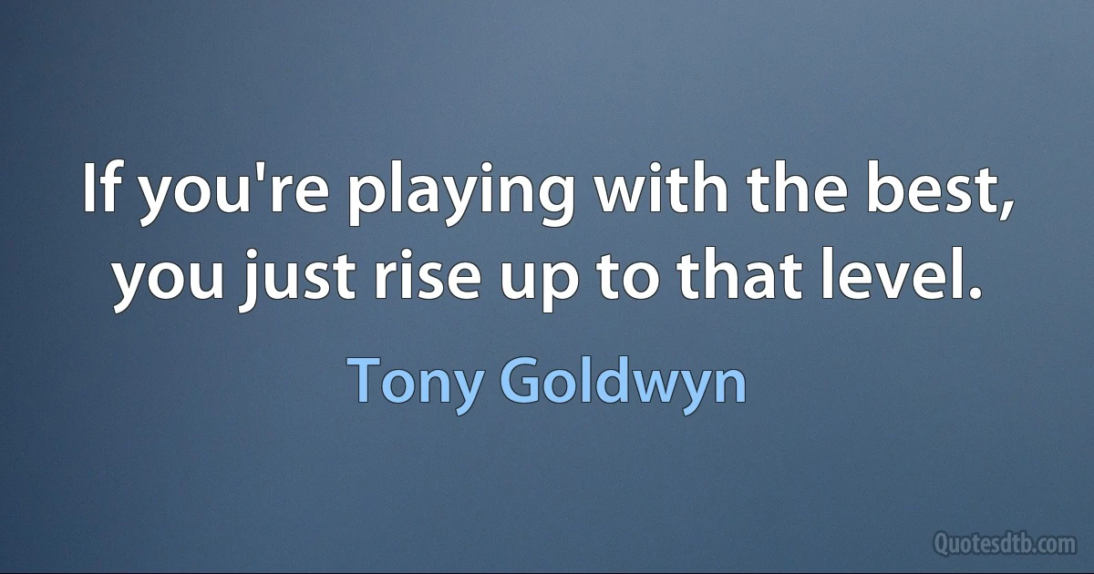 If you're playing with the best, you just rise up to that level. (Tony Goldwyn)