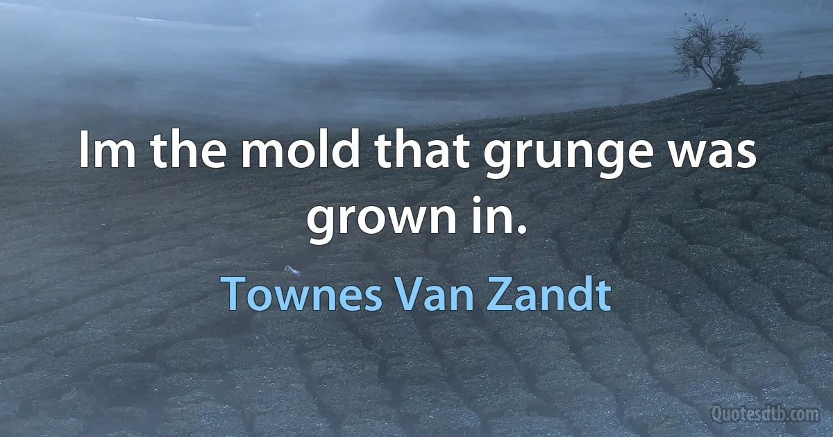 Im the mold that grunge was grown in. (Townes Van Zandt)