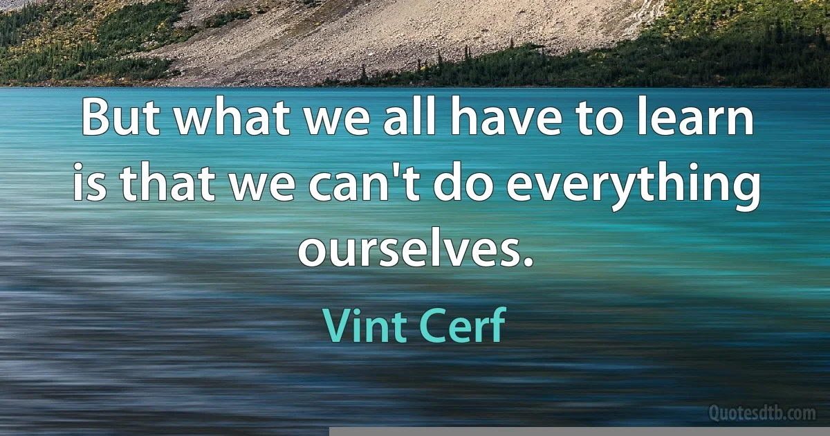 But what we all have to learn is that we can't do everything ourselves. (Vint Cerf)