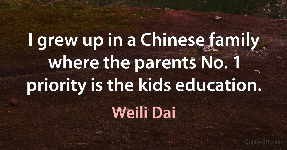 I grew up in a Chinese family where the parents No. 1 priority is the kids education. (Weili Dai)