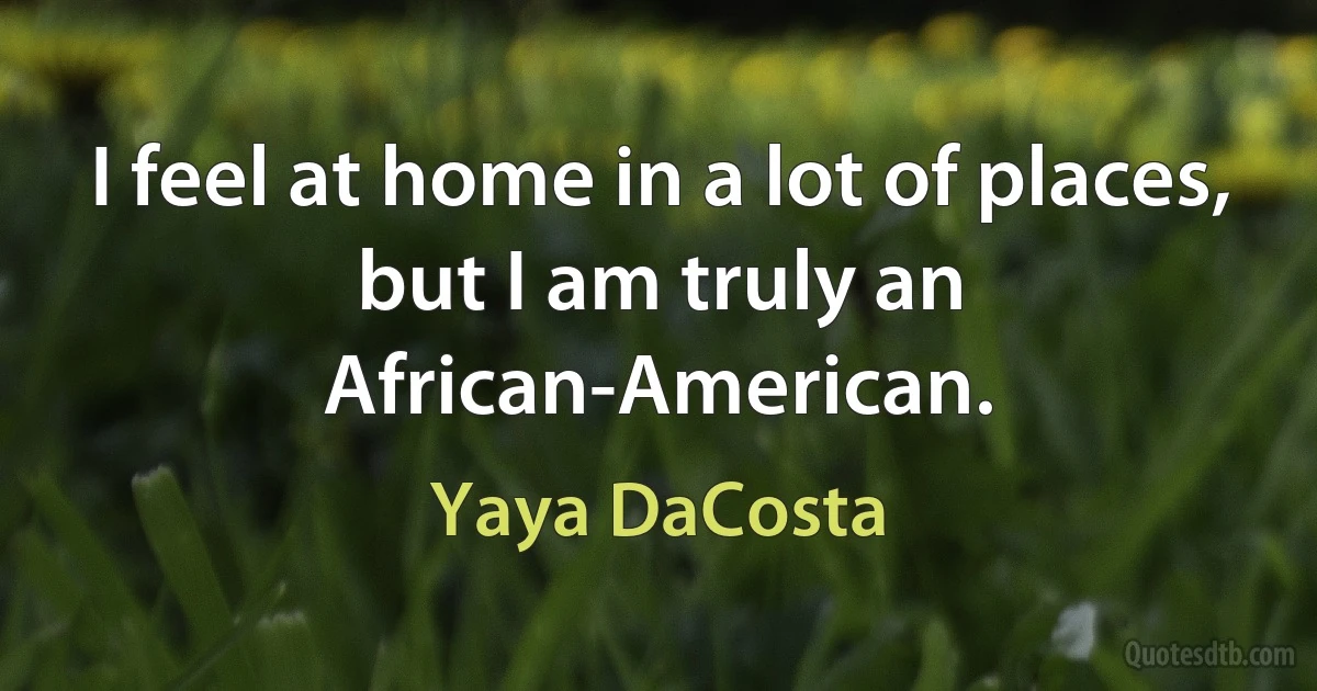 I feel at home in a lot of places, but I am truly an African-American. (Yaya DaCosta)