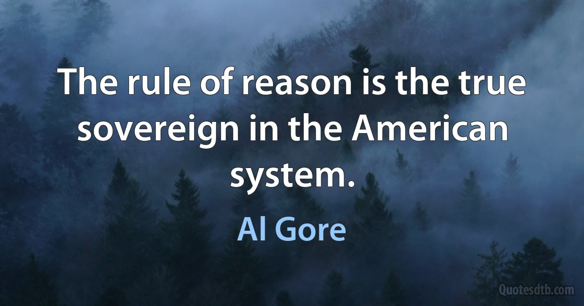 The rule of reason is the true sovereign in the American system. (Al Gore)