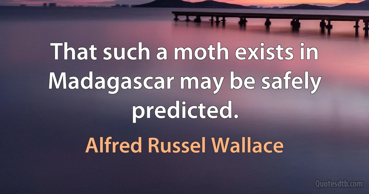 That such a moth exists in Madagascar may be safely predicted. (Alfred Russel Wallace)