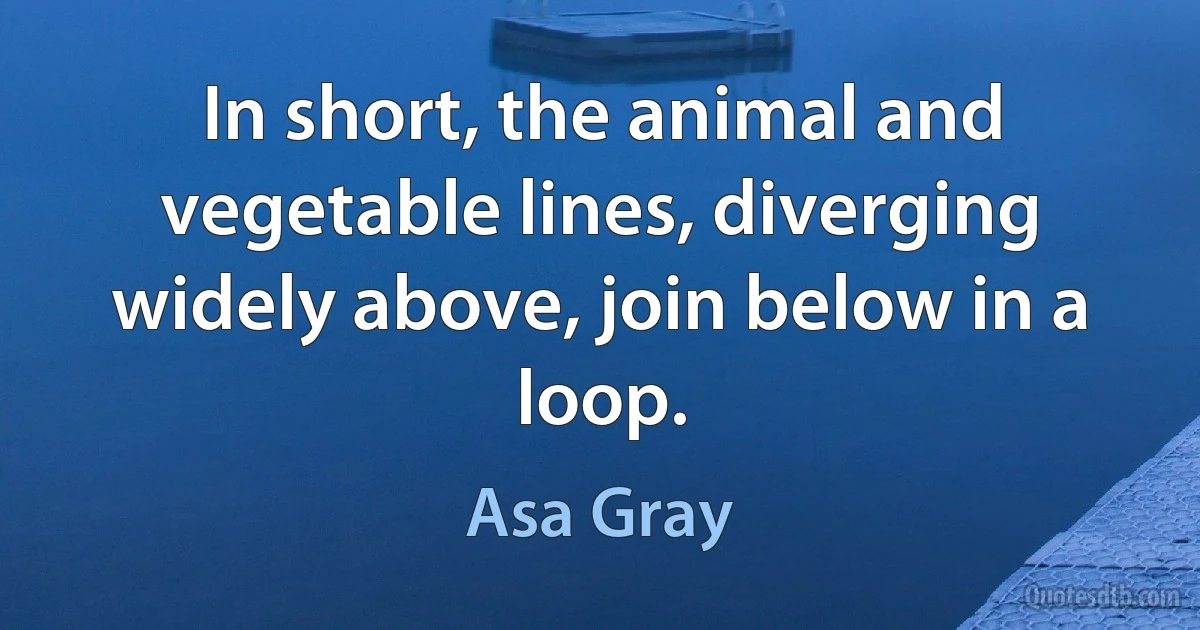 In short, the animal and vegetable lines, diverging widely above, join below in a loop. (Asa Gray)