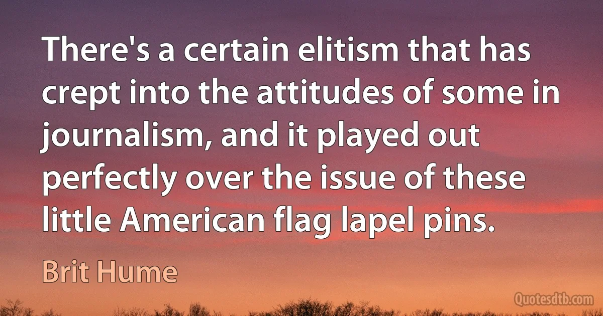 There's a certain elitism that has crept into the attitudes of some in journalism, and it played out perfectly over the issue of these little American flag lapel pins. (Brit Hume)