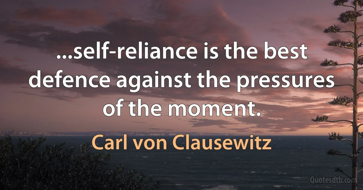 ...self-reliance is the best defence against the pressures of the moment. (Carl von Clausewitz)