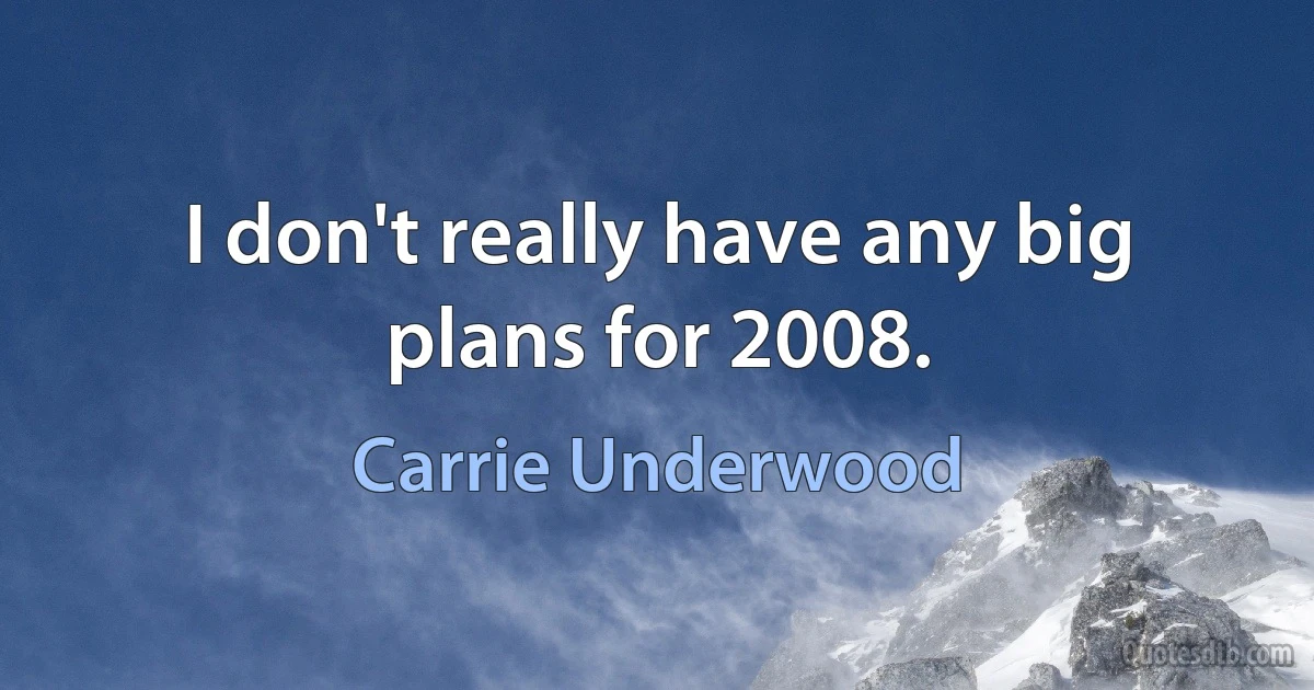 I don't really have any big plans for 2008. (Carrie Underwood)