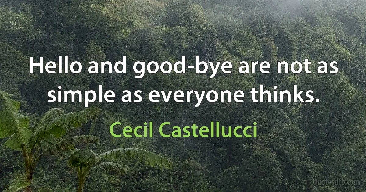 Hello and good-bye are not as simple as everyone thinks. (Cecil Castellucci)