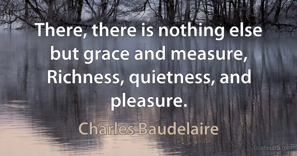 There, there is nothing else but grace and measure,
Richness, quietness, and pleasure. (Charles Baudelaire)