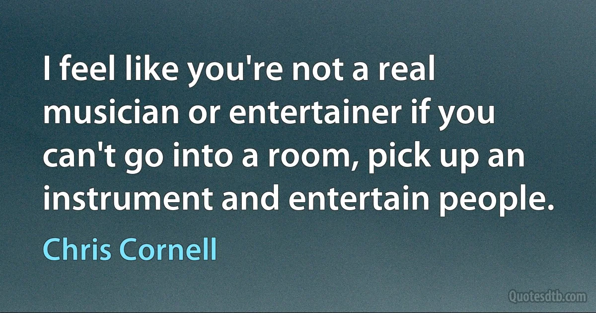 I feel like you're not a real musician or entertainer if you can't go into a room, pick up an instrument and entertain people. (Chris Cornell)