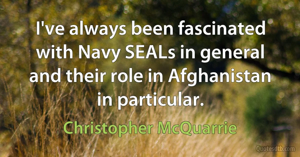 I've always been fascinated with Navy SEALs in general and their role in Afghanistan in particular. (Christopher McQuarrie)