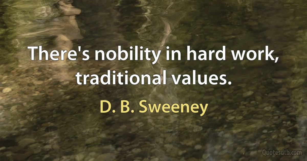 There's nobility in hard work, traditional values. (D. B. Sweeney)