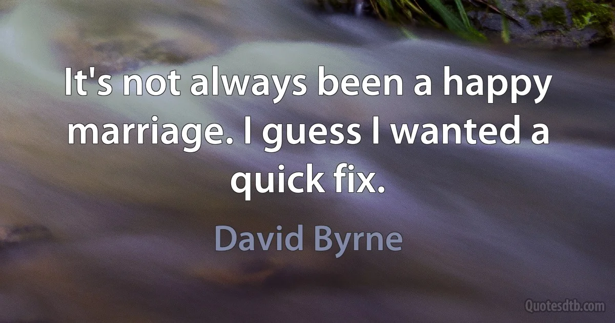 It's not always been a happy marriage. I guess I wanted a quick fix. (David Byrne)