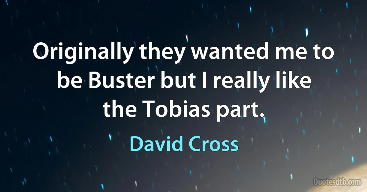 Originally they wanted me to be Buster but I really like the Tobias part. (David Cross)