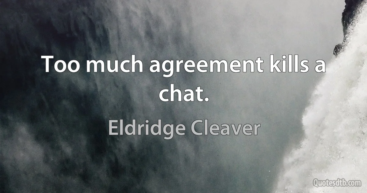 Too much agreement kills a chat. (Eldridge Cleaver)