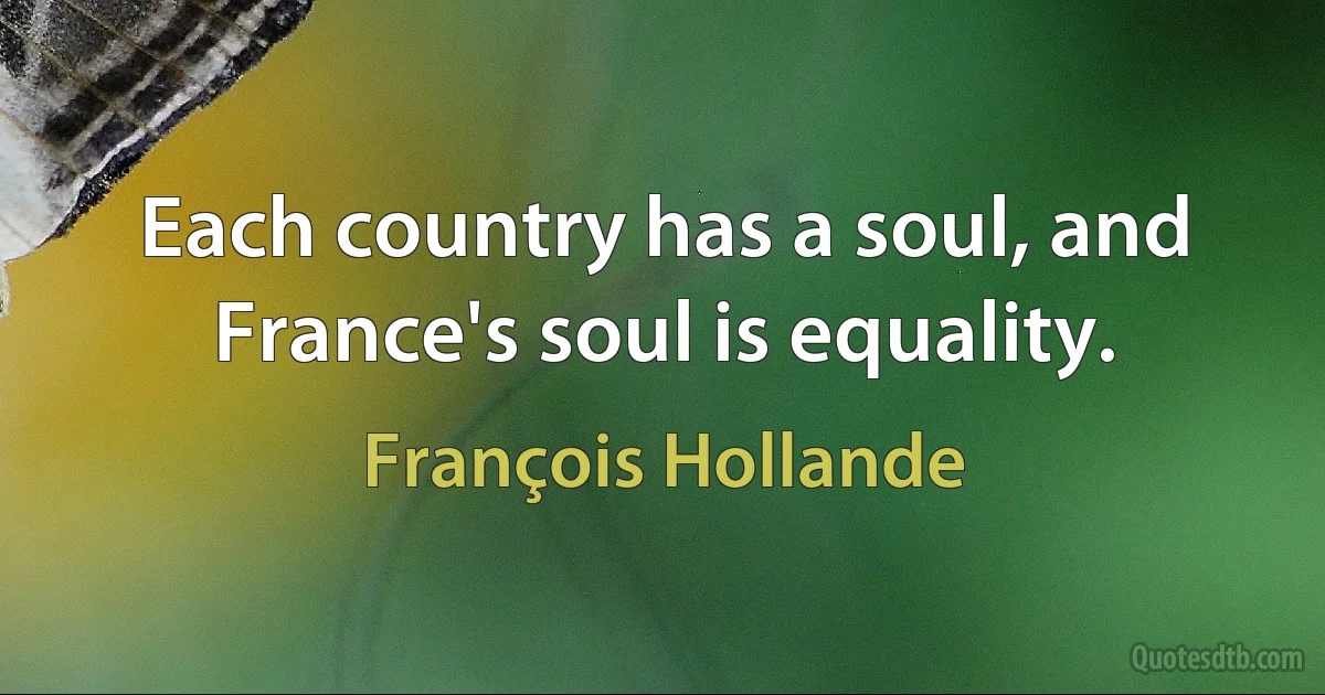 Each country has a soul, and France's soul is equality. (François Hollande)