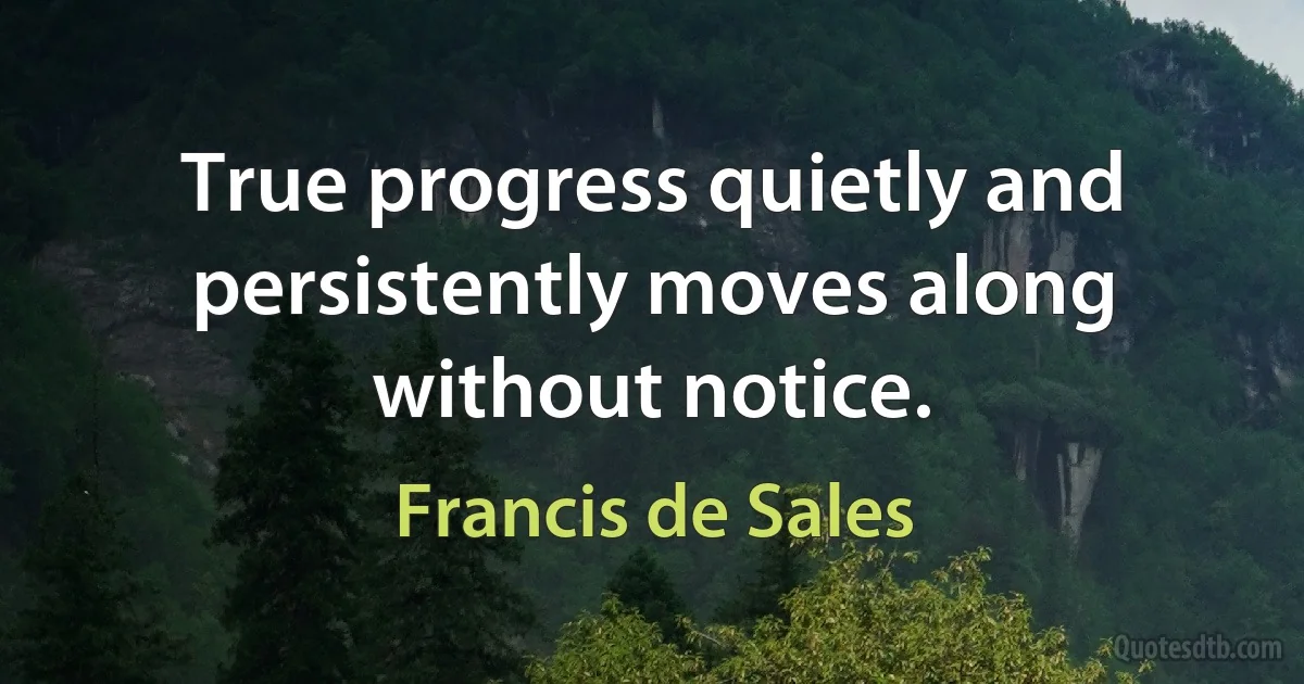 True progress quietly and persistently moves along without notice. (Francis de Sales)