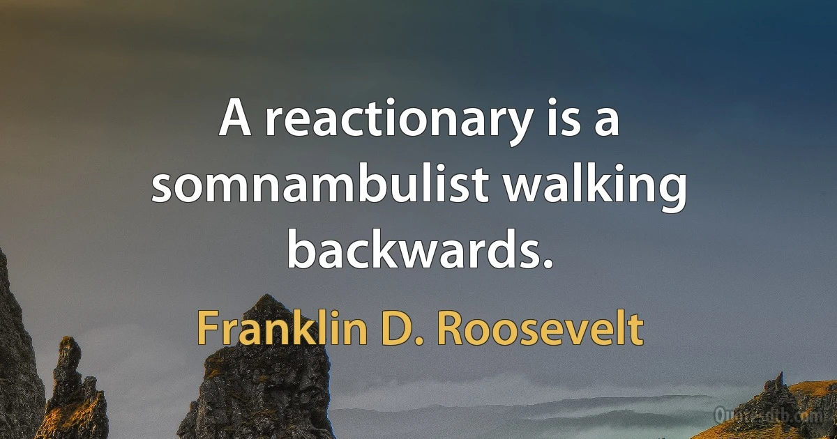 A reactionary is a somnambulist walking backwards. (Franklin D. Roosevelt)