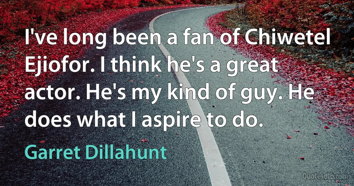 I've long been a fan of Chiwetel Ejiofor. I think he's a great actor. He's my kind of guy. He does what I aspire to do. (Garret Dillahunt)