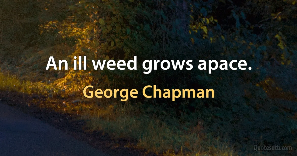 An ill weed grows apace. (George Chapman)