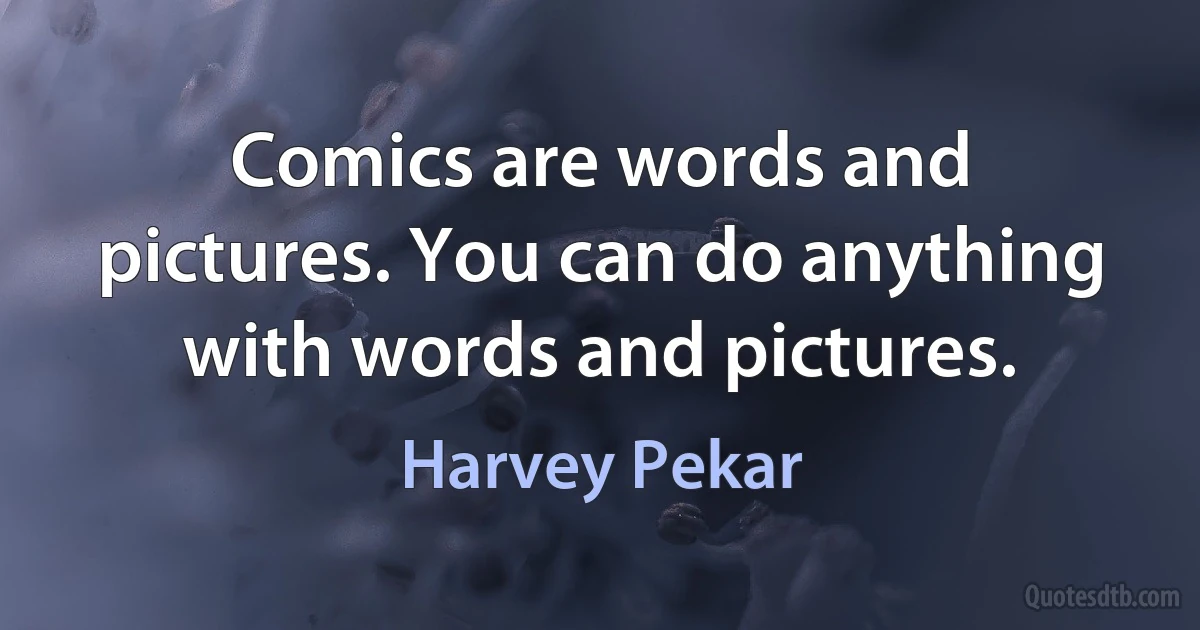 Comics are words and pictures. You can do anything with words and pictures. (Harvey Pekar)