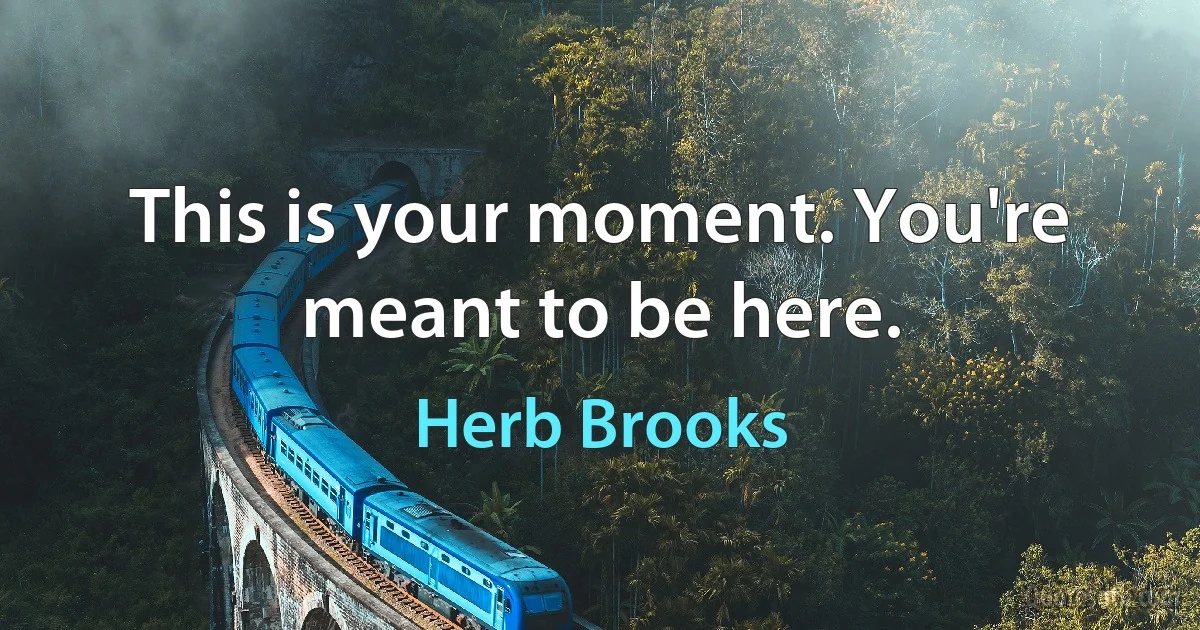 This is your moment. You're meant to be here. (Herb Brooks)