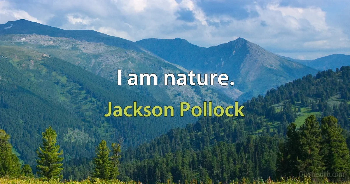 I am nature. (Jackson Pollock)