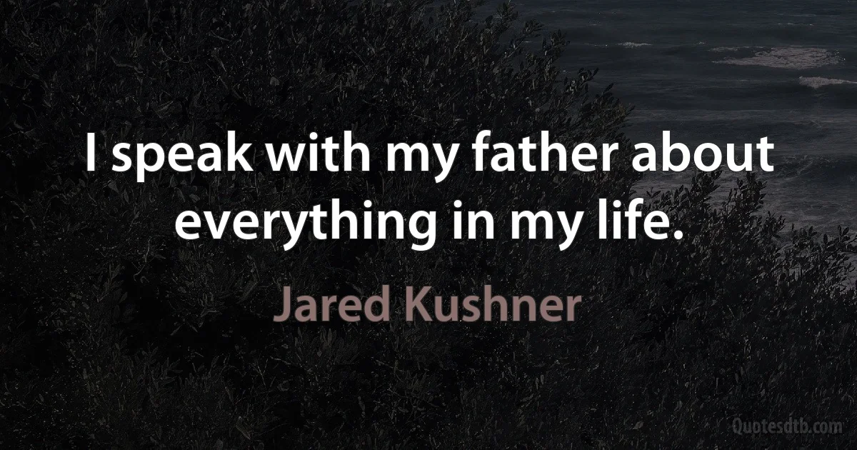 I speak with my father about everything in my life. (Jared Kushner)