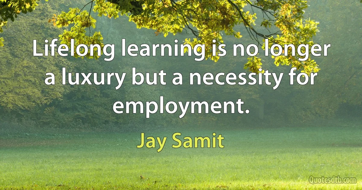 Lifelong learning is no longer a luxury but a necessity for employment. (Jay Samit)