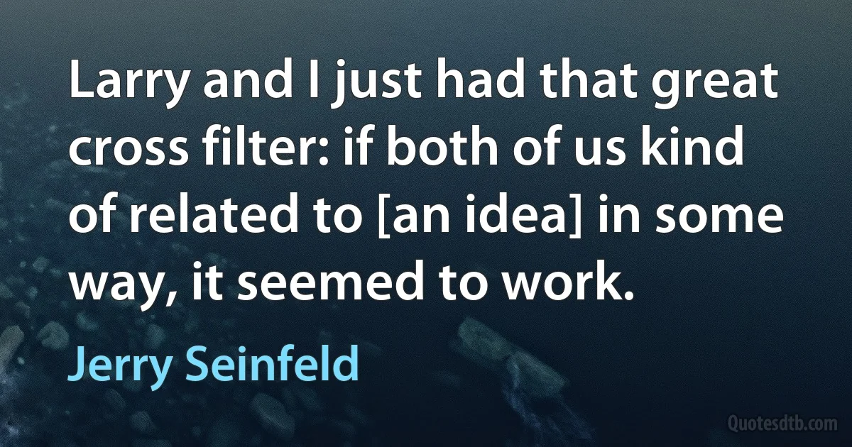 Larry and I just had that great cross filter: if both of us kind of related to [an idea] in some way, it seemed to work. (Jerry Seinfeld)