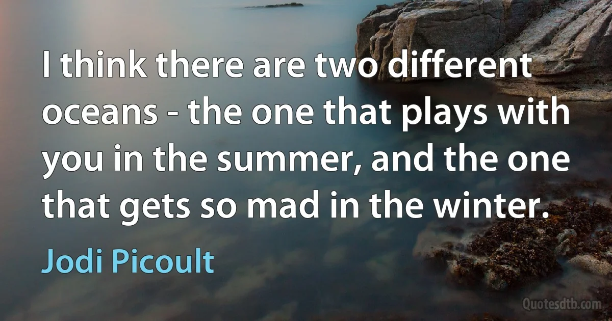 I think there are two different oceans - the one that plays with you in the summer, and the one that gets so mad in the winter. (Jodi Picoult)