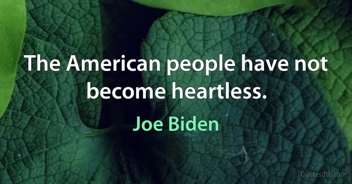 The American people have not become heartless. (Joe Biden)