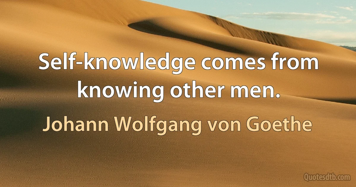 Self-knowledge comes from knowing other men. (Johann Wolfgang von Goethe)