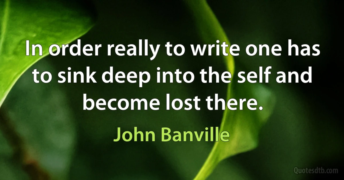 In order really to write one has to sink deep into the self and become lost there. (John Banville)