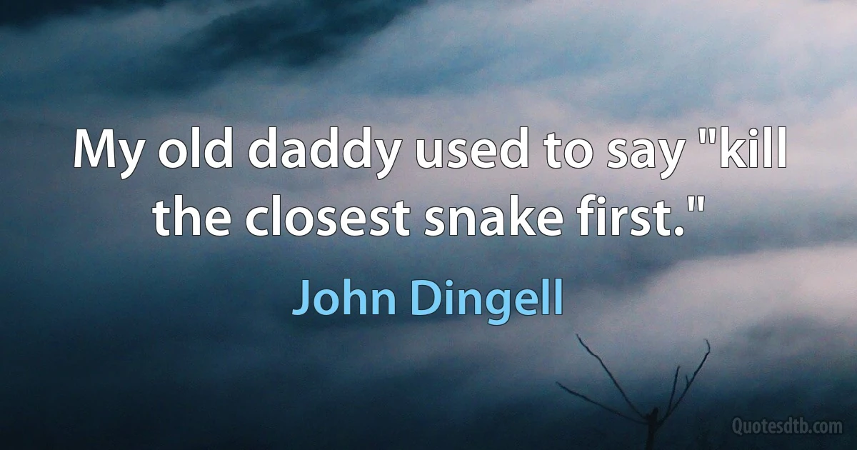 My old daddy used to say "kill the closest snake first." (John Dingell)