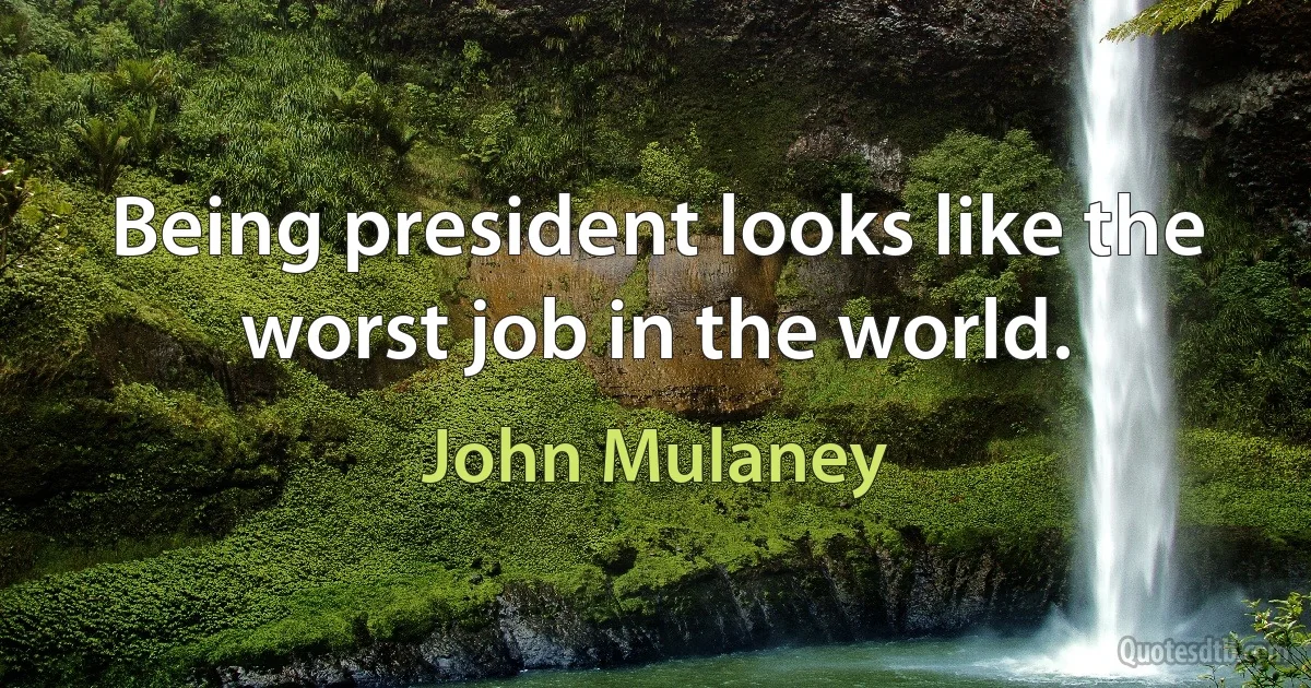 Being president looks like the worst job in the world. (John Mulaney)